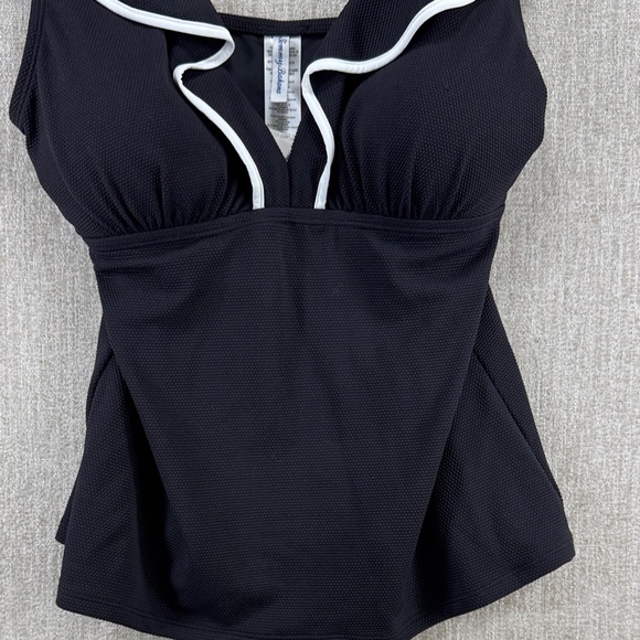 Tommy Bahama Island Cays Cabana Ruffle Tankini Top Black Large NWT UPF 50 - Picture 4 of 11